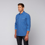 Printed Button Up // Blue (S)