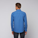 Printed Button Up // Blue (S)