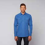 Printed Button Up // Blue (S)