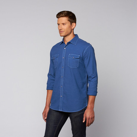 Solid Button Up // Blue (S)