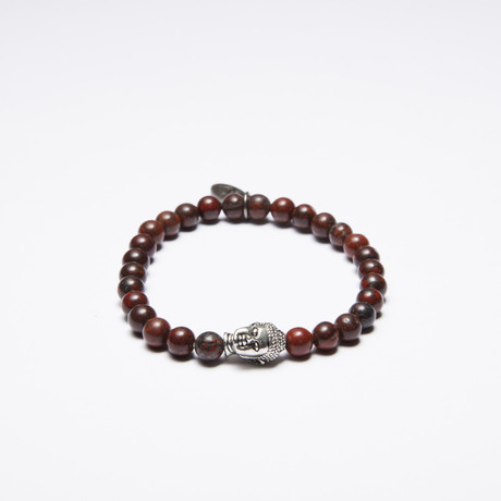 Ruby Brecciated Jasper Buddha Bracelet (Medium)