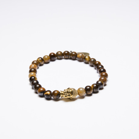 Tigers Eye Buddha Bracelet // 6mm (Medium)