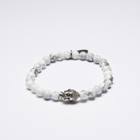 White Howlite Buddha Bracelet (Medium)