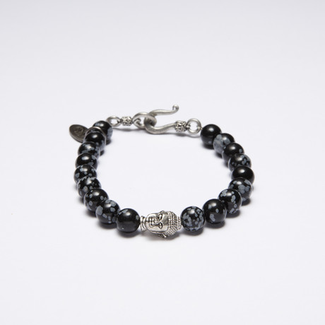 Snowflake Obsidian Buddha Bracelet (Medium)