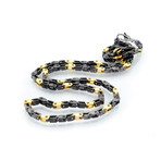 Linked Stainless Steel Necklace // Black + Gold