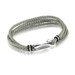 Grey Braided Bracelet with Silver Hook