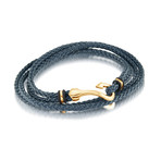 Navy Braided Bracelet with Gold Hook