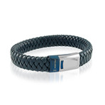 Thick Navy Braided Bracelet with Stainless Steep Clasp