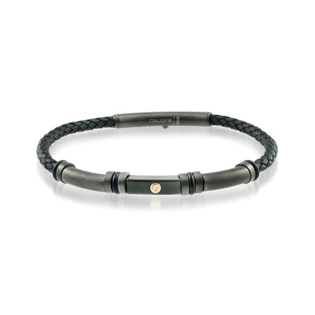 Black Braided Rubber Bracelet // Centered