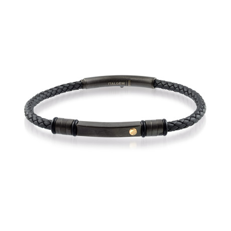 Black Braided Rubber Bracelet // Asymmetrical