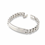 Stainless Steel Curb Link ID Plate Bracelet // Silver