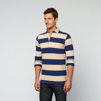 Rugby Long Sleeve Polo // Navy + Brown (L)
