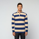 Rugby Long Sleeve Polo // Navy + Brown (2XL)