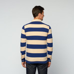 Rugby Long Sleeve Polo // Navy + Brown (L)