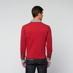 Maceoo // Long Sleeve Polo // Red + Grey (S)