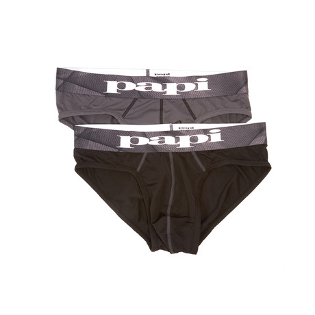 2-Pack Microfusion Low Rise Briefs // Black + Grey (XL)