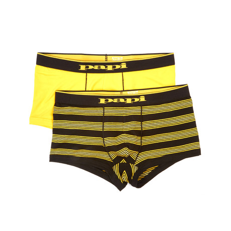 2-Pack Printed Brazilian Trunks // Black + Yellow (XS)