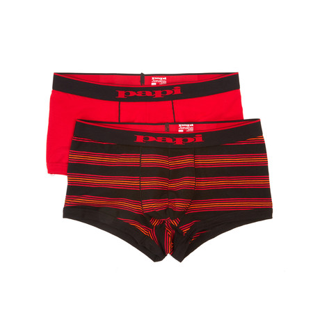 2-Pack Printed Brazilian Trunks // Black + Red (XS)
