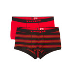 2-Pack Printed Brazilian Trunks // Black + Red (XL)