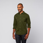 Button Up Shirt + Pocket Details // Olive (L)