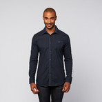 Contrast Trim Button Up Shirt // Micro Dot Navy (2XL)