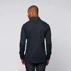 Contrast Trim Button Up Shirt // Micro Dot Navy (L)