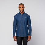 Floral Accent Chambray Shirt // Medium Wash (M)