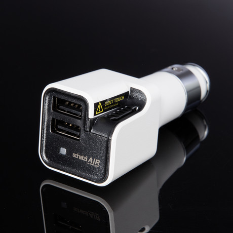 Air Ionic Car Air Purifier + Dual USB Car Charger (White)