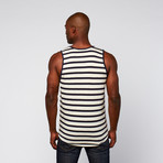 Striped Shirt Tail Tank // Navy + White (S)