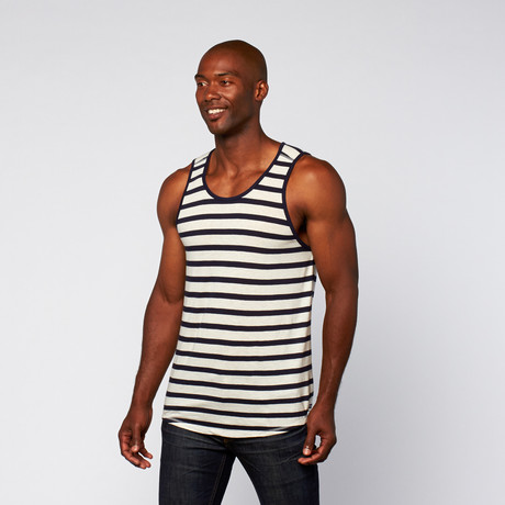 Striped Shirt Tail Tank // Navy + White (XS)