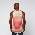 Striped Shirt Tail Tank // Grey + Orange (XL)