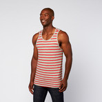 Striped Shirt Tail Tank // Grey + Orange (XL)