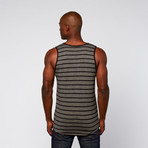 Striped Shirt Tail Tank // Black + Grey (L)