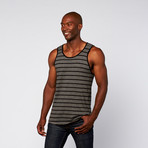 Striped Shirt Tail Tank // Black + Grey (L)