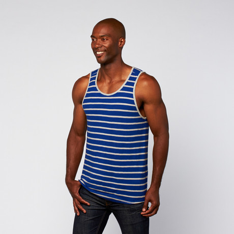 Striped Shirt Tail Tank // Royal + White (XS)