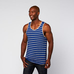 Striped Shirt Tail Tank // Royal + White (M)