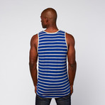 Striped Shirt Tail Tank // Royal + White (M)