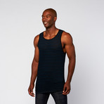 Striped Shirt Tail Tank // Blue + Black (S)