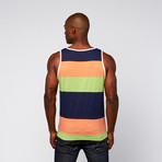 Engineered Stripes Tank // Orange + Green + Blue (M)