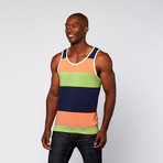 Engineered Stripes Tank // Orange + Green + Blue (M)