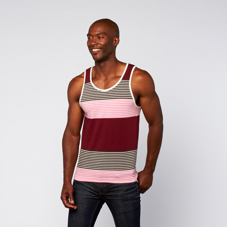 Engineered Stripes Tank // Pink + Black + Maroon (XS)