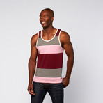 Engineered Stripes Tank // Pink + Black + Maroon (M)