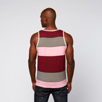 Engineered Stripes Tank // Pink + Black + Maroon (M)