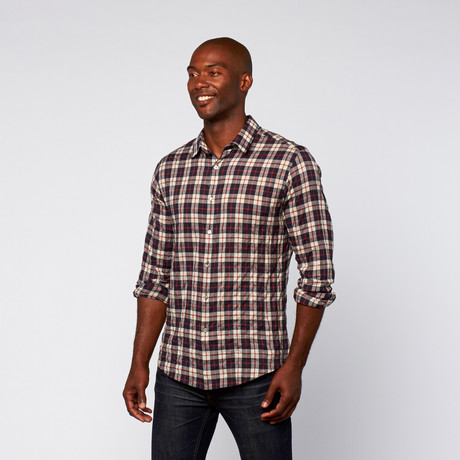 Plaid Gauze Long Sleeve Shirt // Navy + Red Plaid (XS)