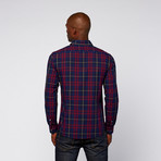 Large Plaid Long Sleeve Shirt // Navy + Red (XL)