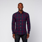 Large Plaid Long Sleeve Shirt // Navy + Red (XL)