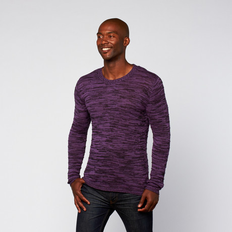 Featherweight Crew Sweater // Purple + Black (XS)