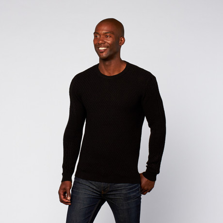 Textured Crew Sweater // Black (XS)