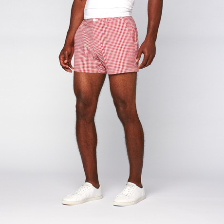 4" Inseam Seersucker Shorts // Red + White (29WX32L)