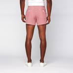 4" Inseam Seersucker Shorts // Red + White (34WX32L)